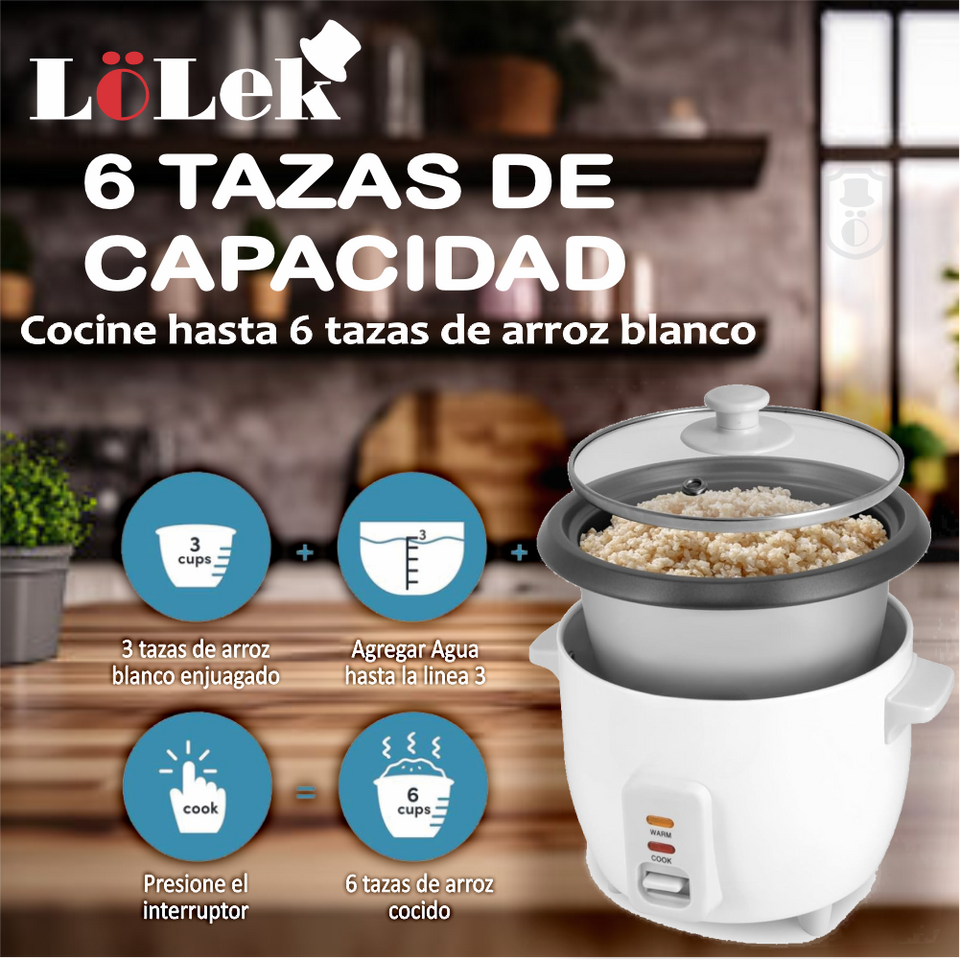 Olla eléctrica para arroz Prepara arroz y verduras con delicadeza Capacidad 1,0L