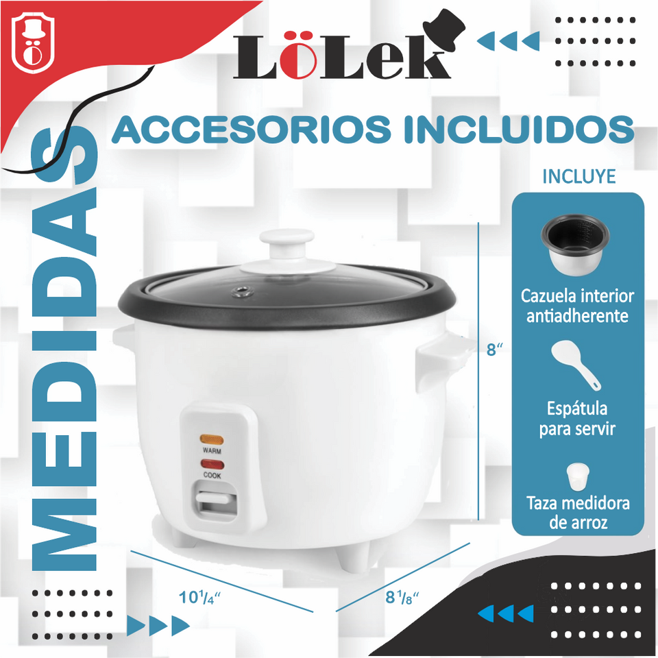 Olla eléctrica para arroz Prepara arroz y verduras con delicadeza Capacidad 1,0L